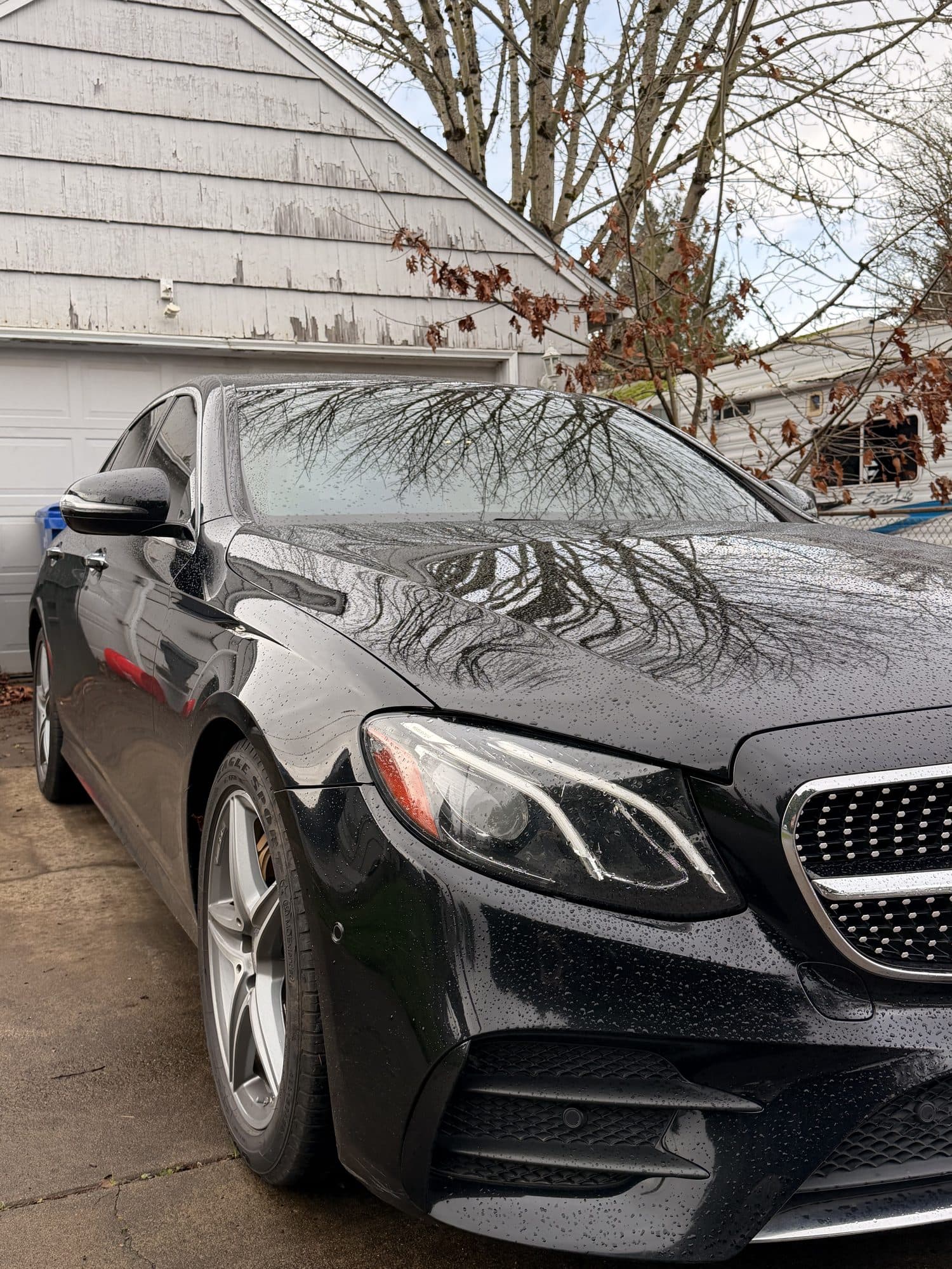 Black Mercedes with a deep, glossy exterior finish